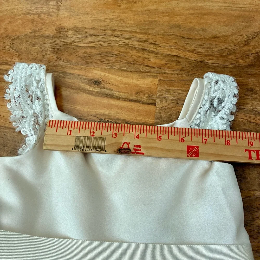 David’s Bridal Size 4 Ivory Flower Girl Dress With Bow Worn Once - Picture 13 of 14